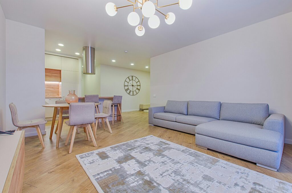 The best apartment cleaning in Lakewood. Open concept room with combined kitchen, dining, and living room area